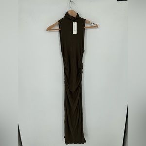 $119 Maison T Womens Olive Long T-Shirt Stretch Dress Sz S Sleeveless NEW S5